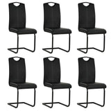 Chaises à manger cantilever lot de 6 noir similicuir