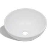 Lavabo de salle de bain avec mitigeur Céramique Rond Blanc