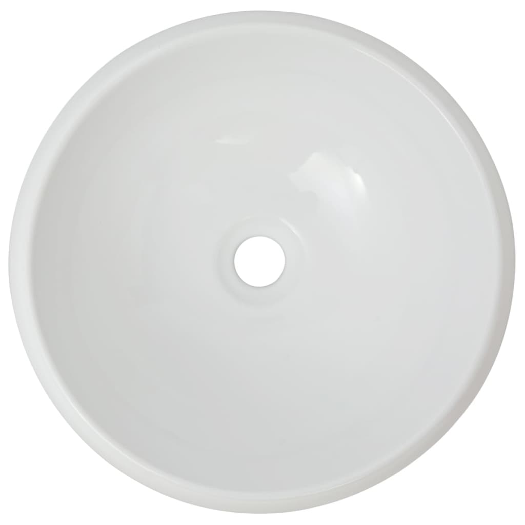 Lavabo de salle de bain avec mitigeur Céramique Rond Blanc