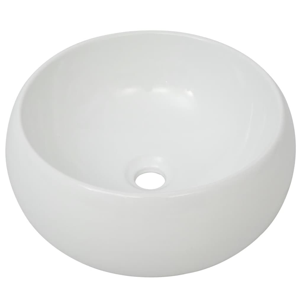 Lavabo de salle de bain avec mitigeur Céramique Rond Blanc