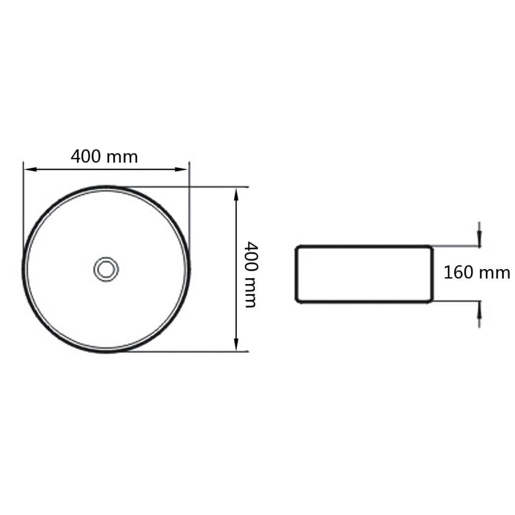 Lavabo de salle de bain avec mitigeur Céramique Rond Blanc