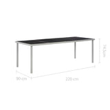 Table de jardin Noir 220x90x74,5 cm Acier