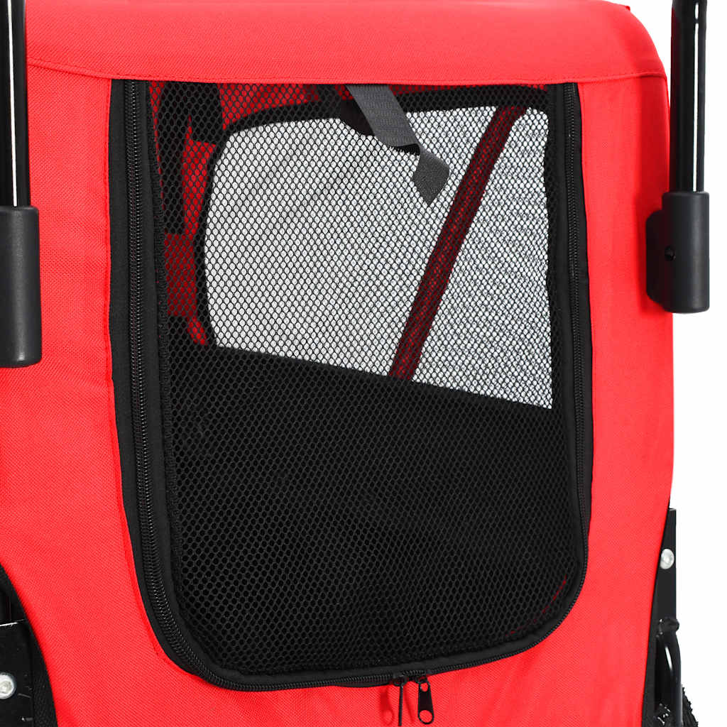 Red and Black 2-in-1 Dog Bike Trailer and Stroller