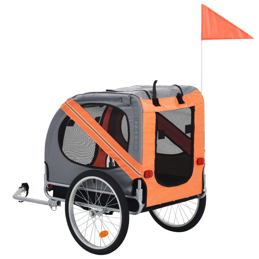 Remorque de vélo pour animaux de compagnie orange et gris