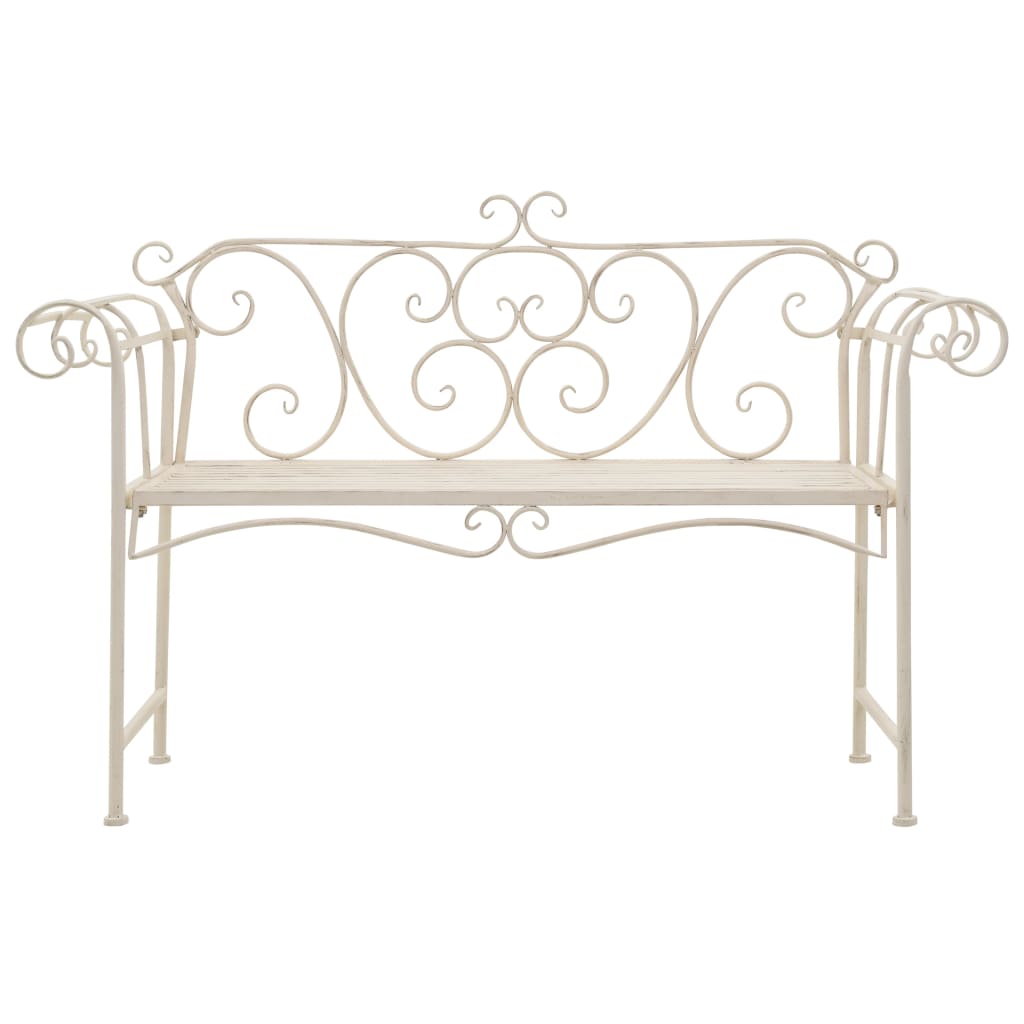 Banc de jardin 132 cm Métal Antique Blanc