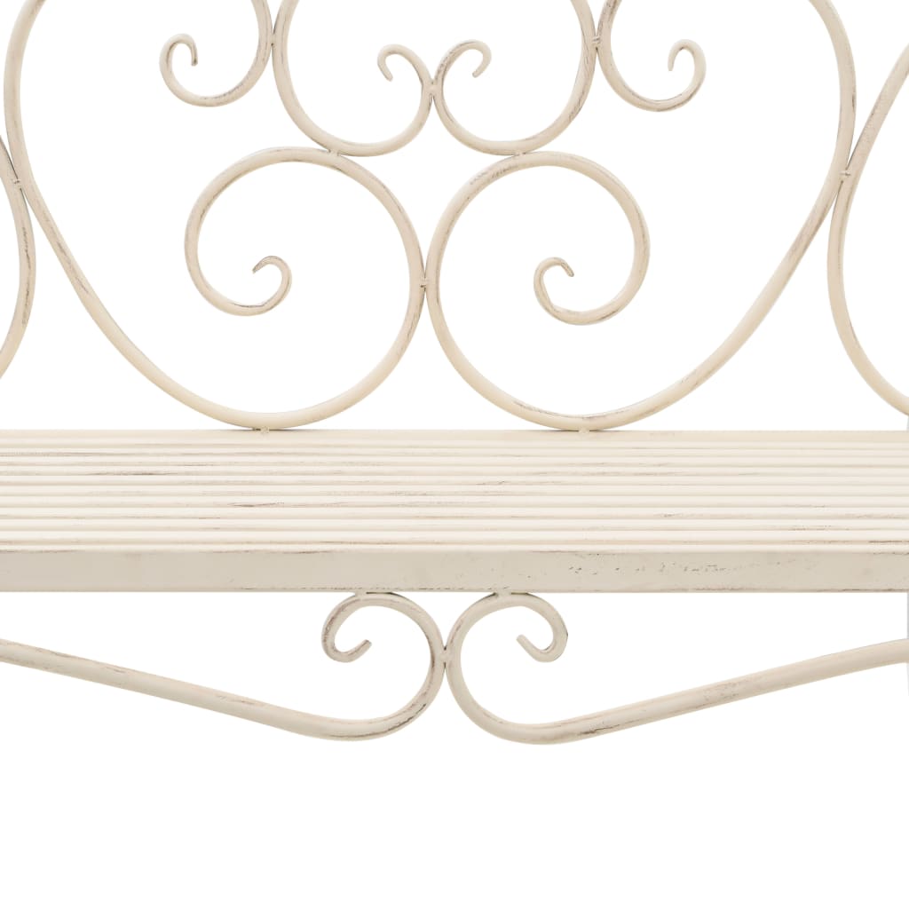 Banc de jardin 132 cm Métal Antique Blanc