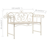 Banc de jardin 132 cm Métal Antique Blanc