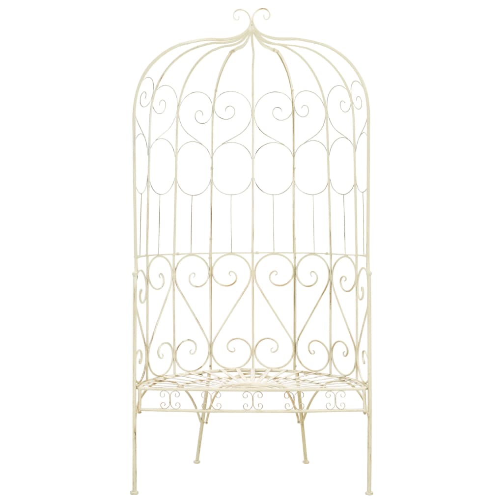 Banc de jardin 95 cm Fer Blanc antique