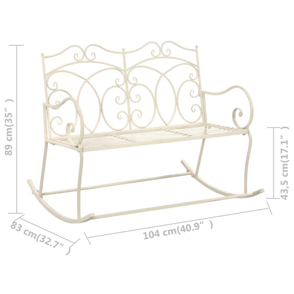 Banc de jardin 104 cm Fer Blanc antique