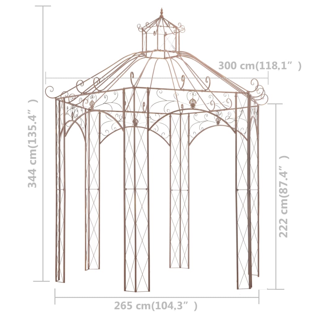 Pavillon de jardin Marron antique 3 m Fer