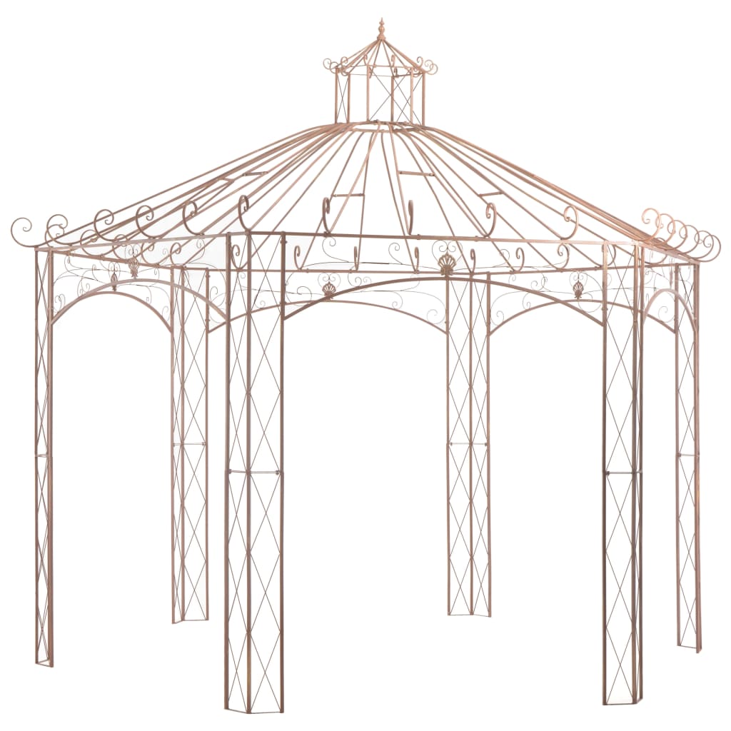 Pavillon de jardin Marron antique 4 m Fer