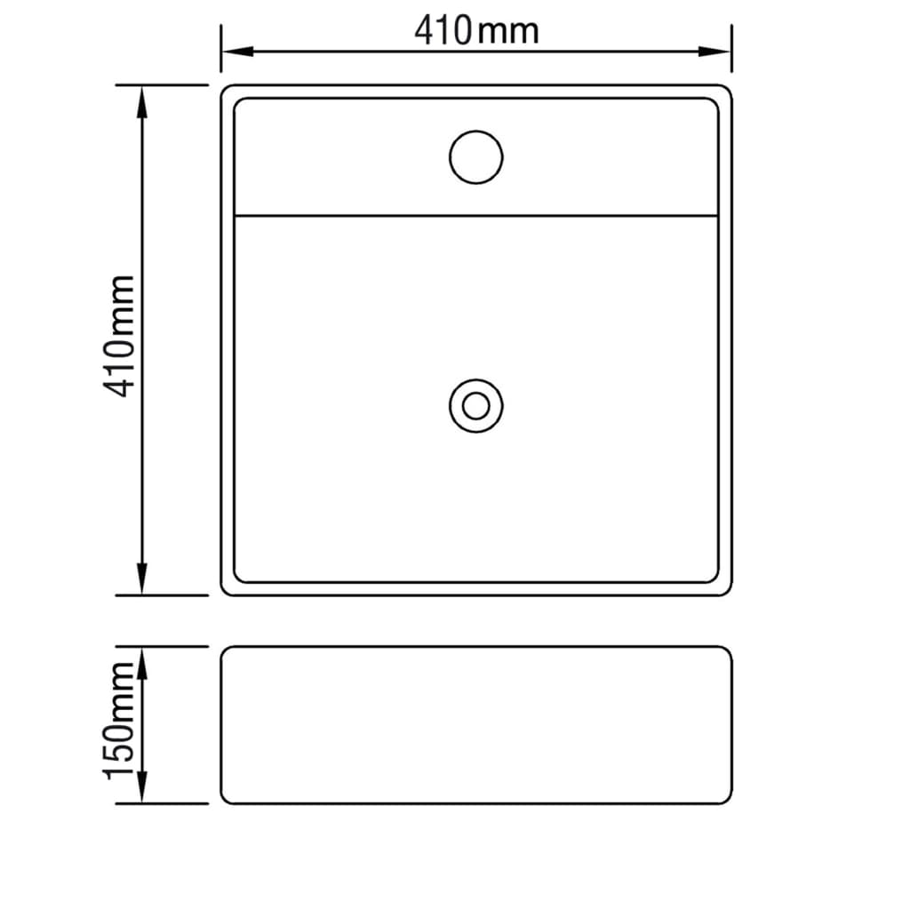 Lavabo avec trop-plein 41 x 41 x 15 cm Céramique Argenté