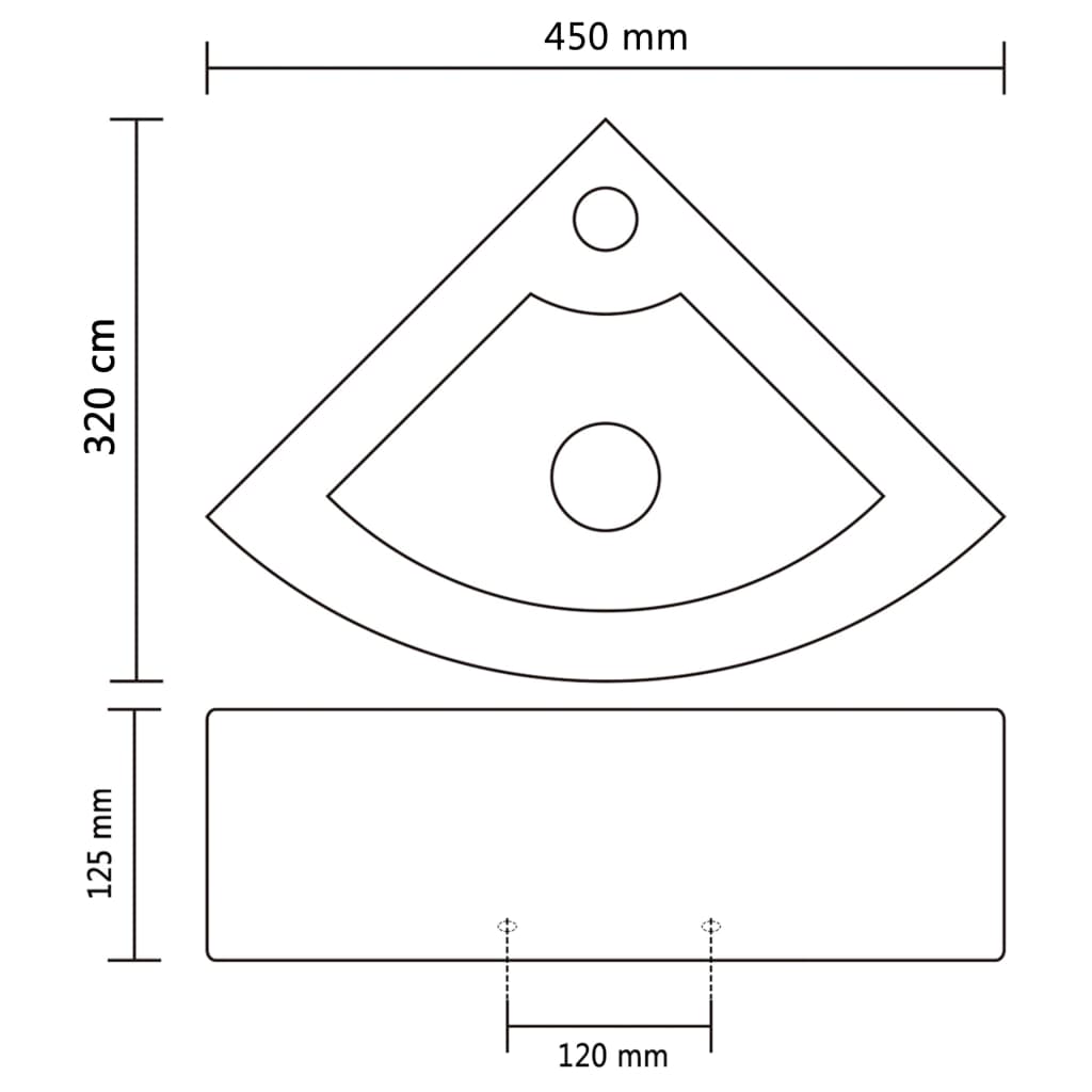 Lavabo avec trop-plein 45x32x12,5 cm Céramique Argenté