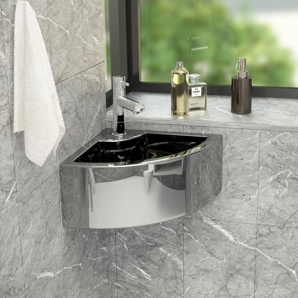 Lavabo avec trop-plein 45x32x12,5 cm Céramique Argenté