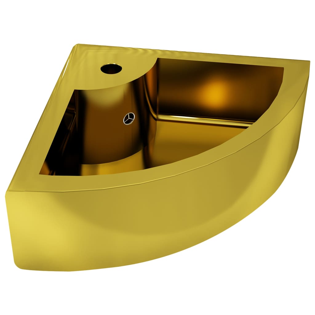 Lavabo avec trop-plein 45x32x12,5 cm Céramique Doré