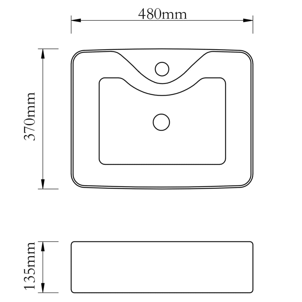 Lavabo avec trou pour robinet 48x37x13,5 cm Céramique Argenté