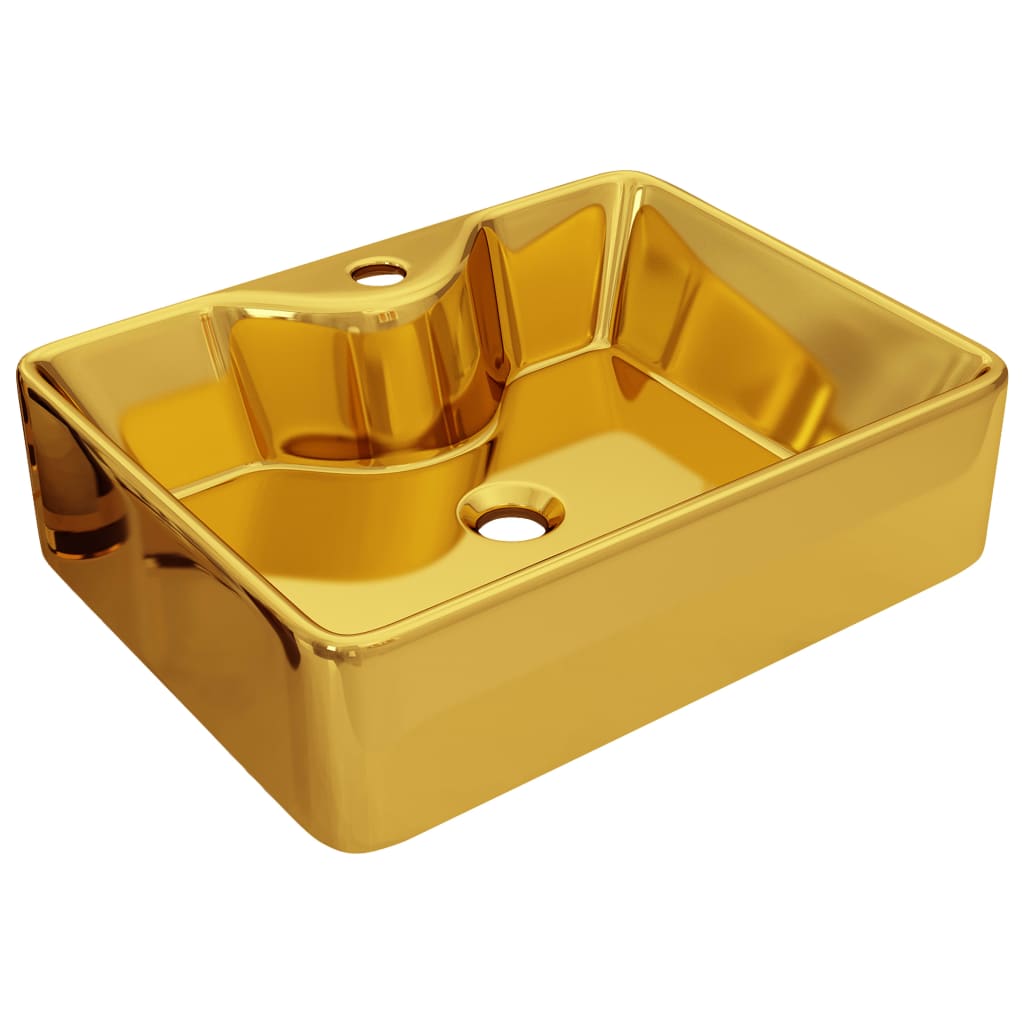 Lavabo avec trou pour robinet 48 x 37 x 13,5 cm Céramique Doré