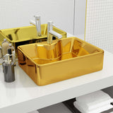 Lavabo avec trou pour robinet 48 x 37 x 13,5 cm Céramique Doré