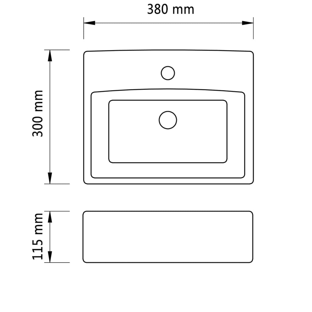 Lavabo avec trou pour robinet 38x30x11,5 cm Céramique Argenté