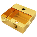 Waschbecken mit Hahnloch 38 x 30 x 11,5 cm Keramik Gold