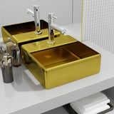 Waschbecken mit Hahnloch 38 x 30 x 11,5 cm Keramik Gold