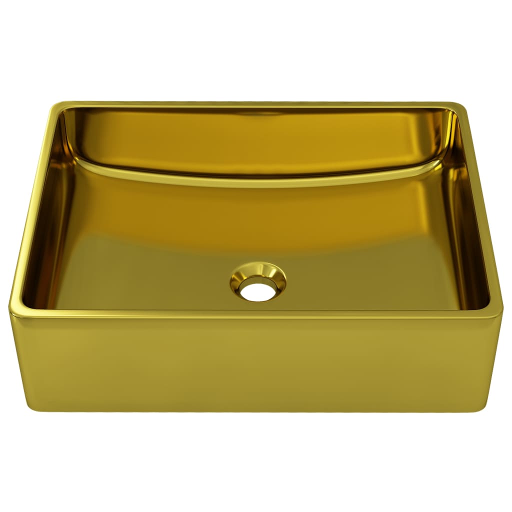 Waschbecken 41 x 30 x 12 cm Keramik Gold