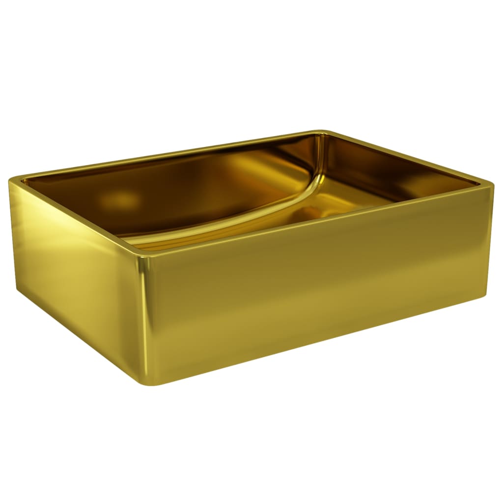 Waschbecken 41 x 30 x 12 cm Keramik Gold