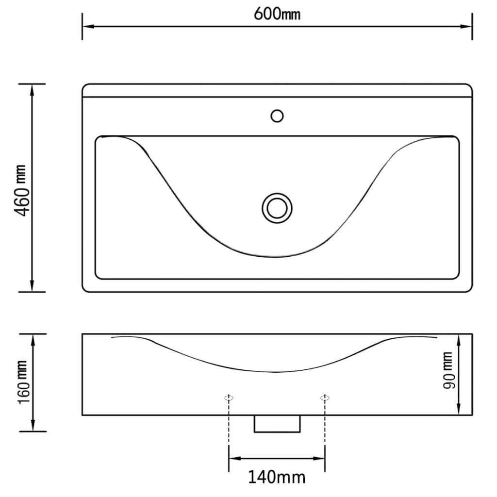 Lavabo avec trop-plein 60x46x16 cm Céramique Argenté