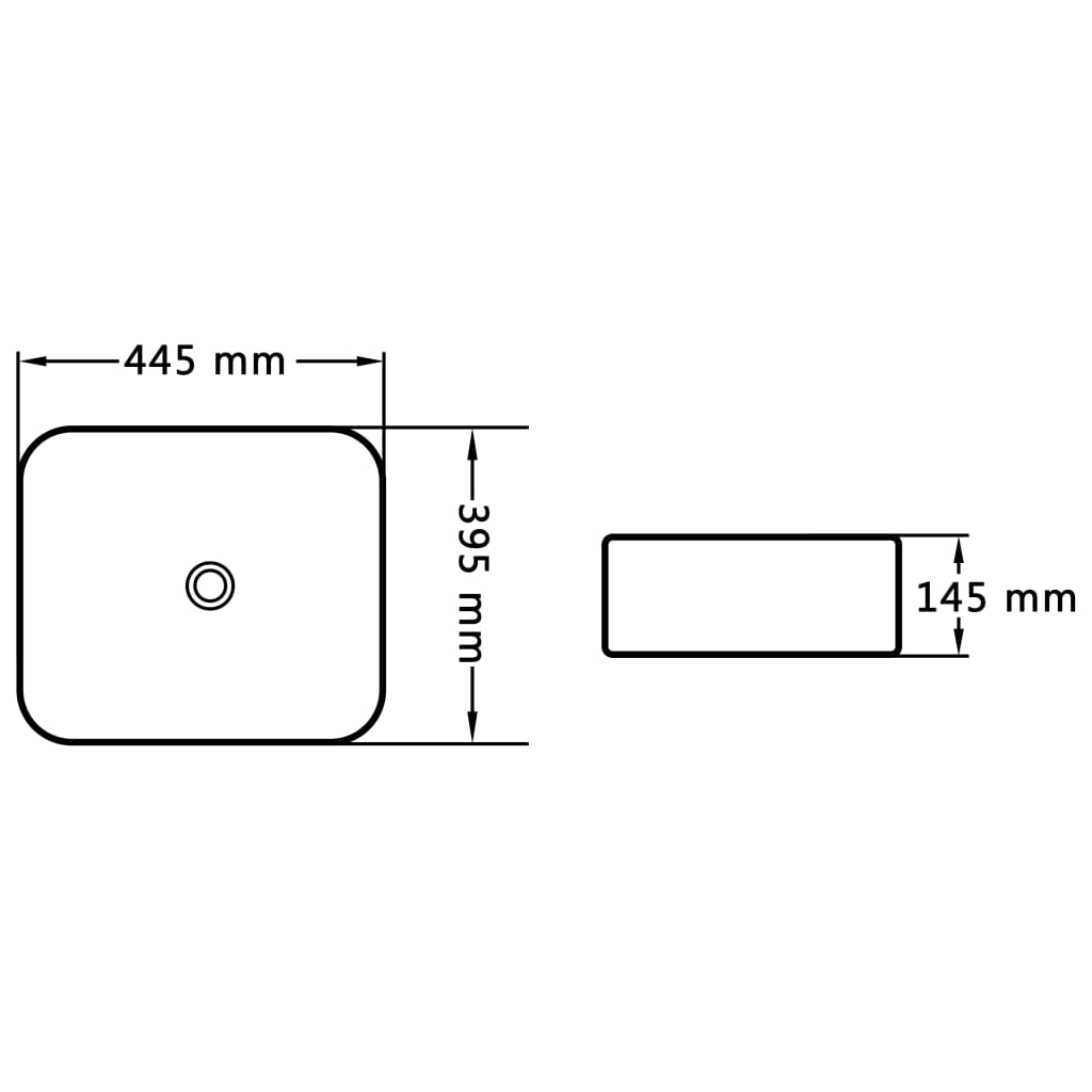 Waschbecken 44,5 x 39,5 x 14,5 cm, Keramik, Weiß