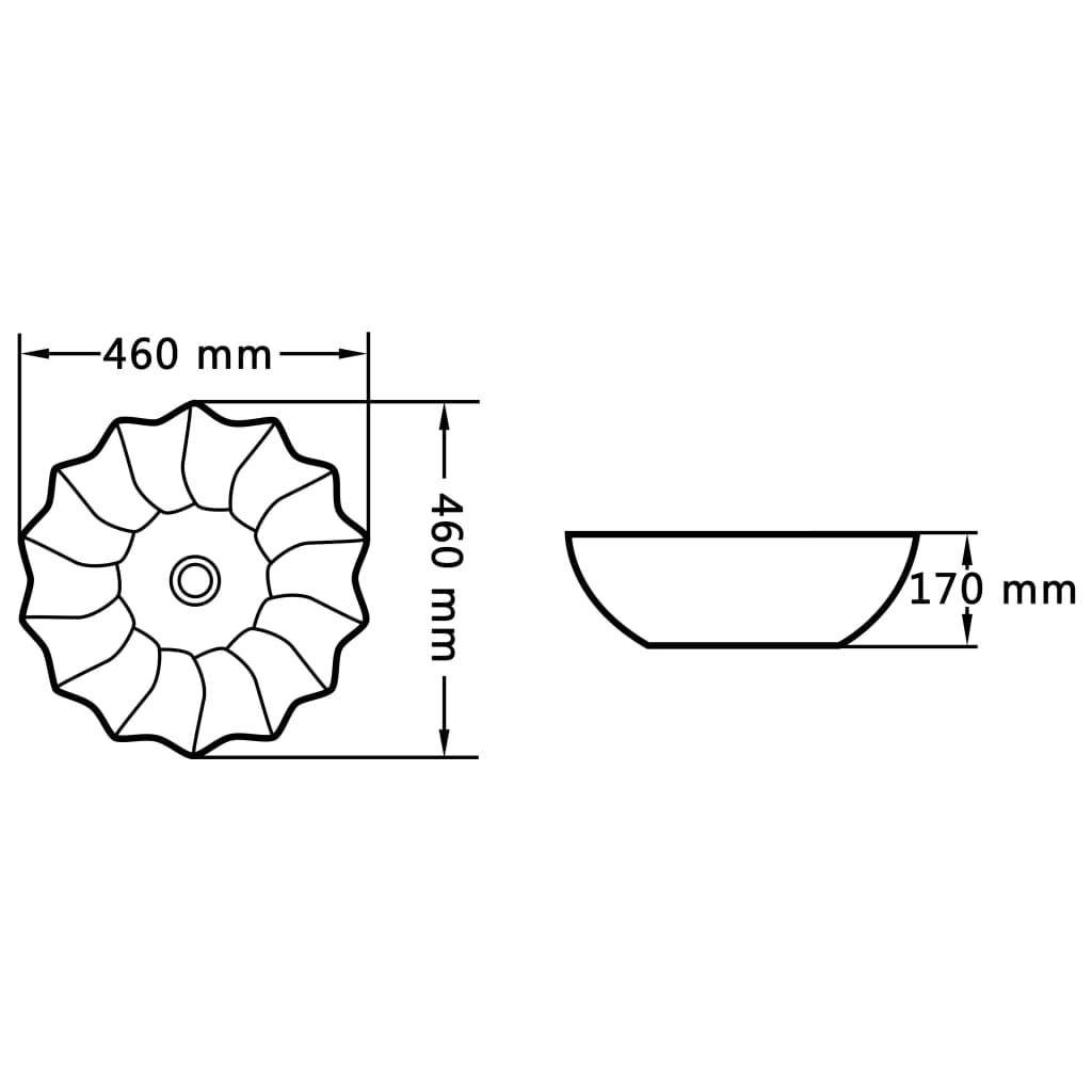 Waschbecken 46x17 cm aus schwarzer Keramik