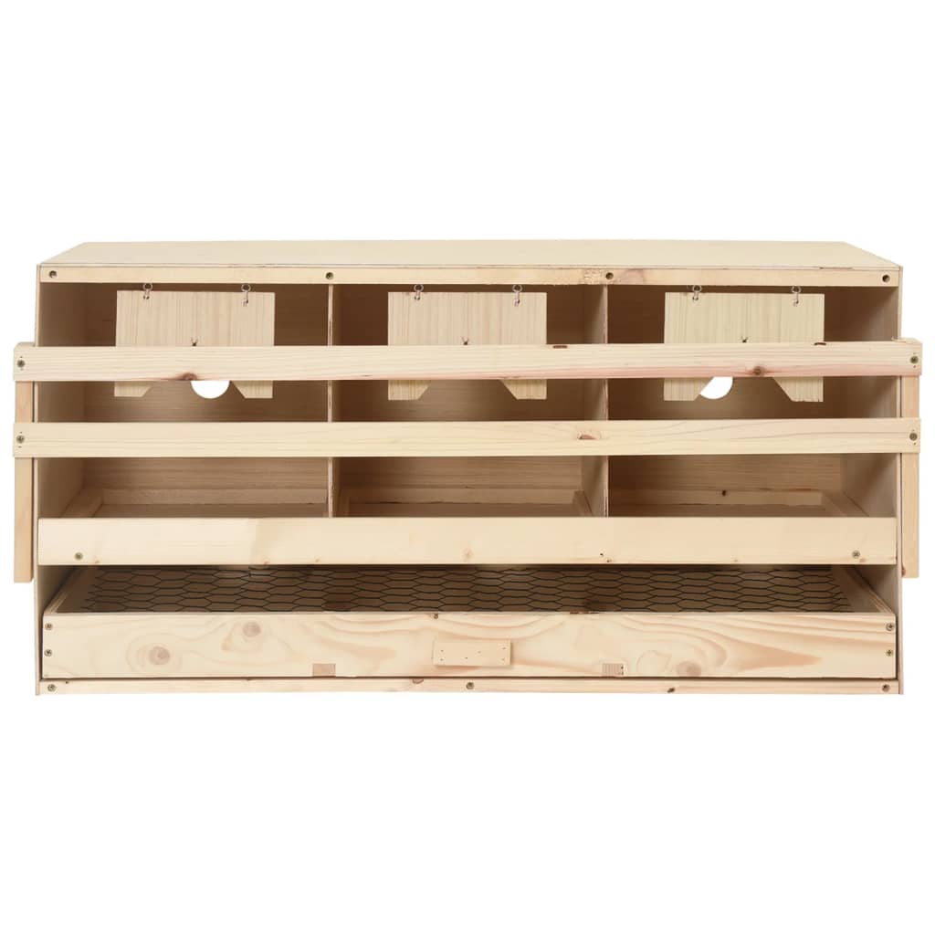 3-compartment laying nest 72x33x38 cm solid pine wood