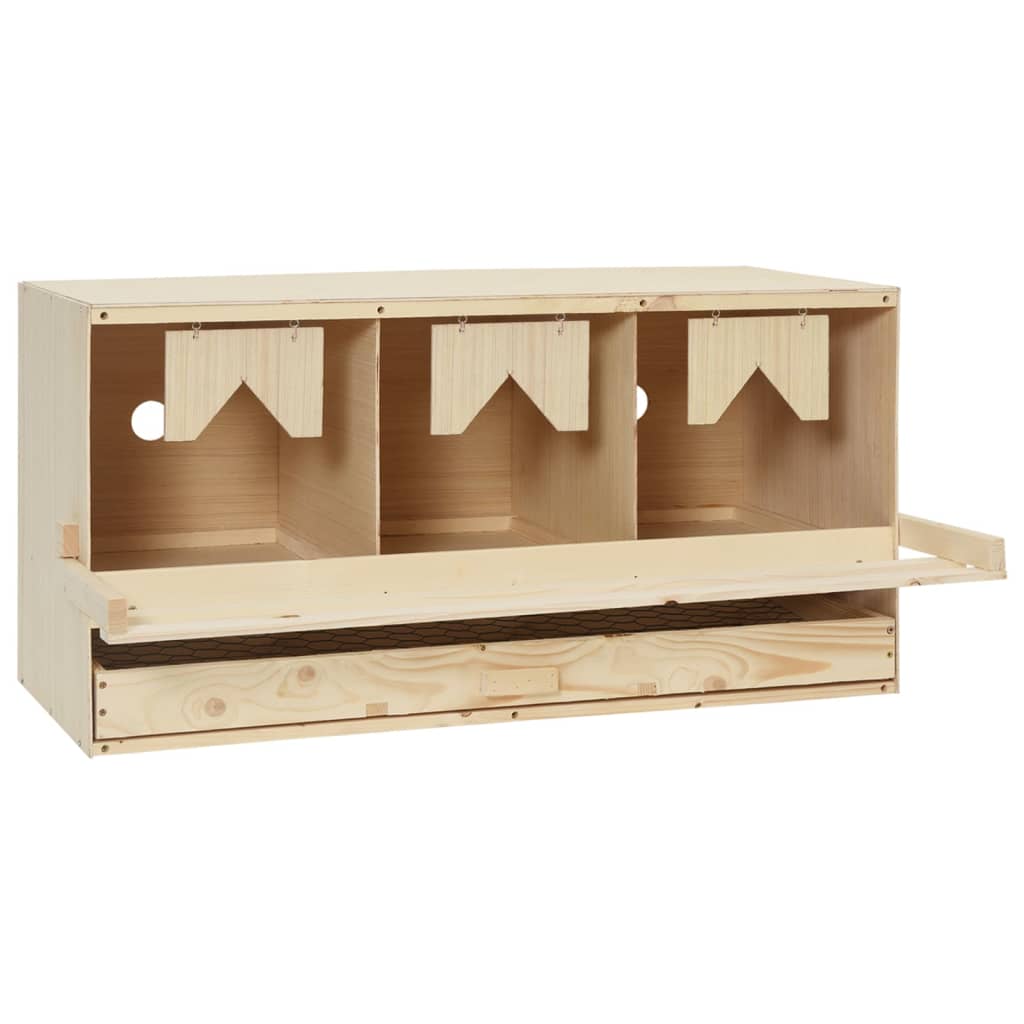 3-compartment laying nest 72x33x38 cm solid pine wood