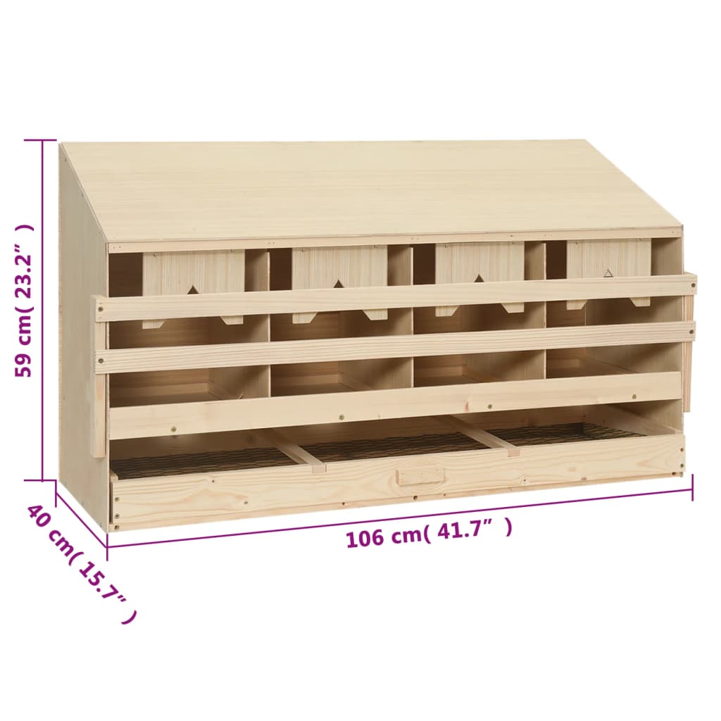 Pondoir 4 compartiments 106x40x59 cm bois de pin massif