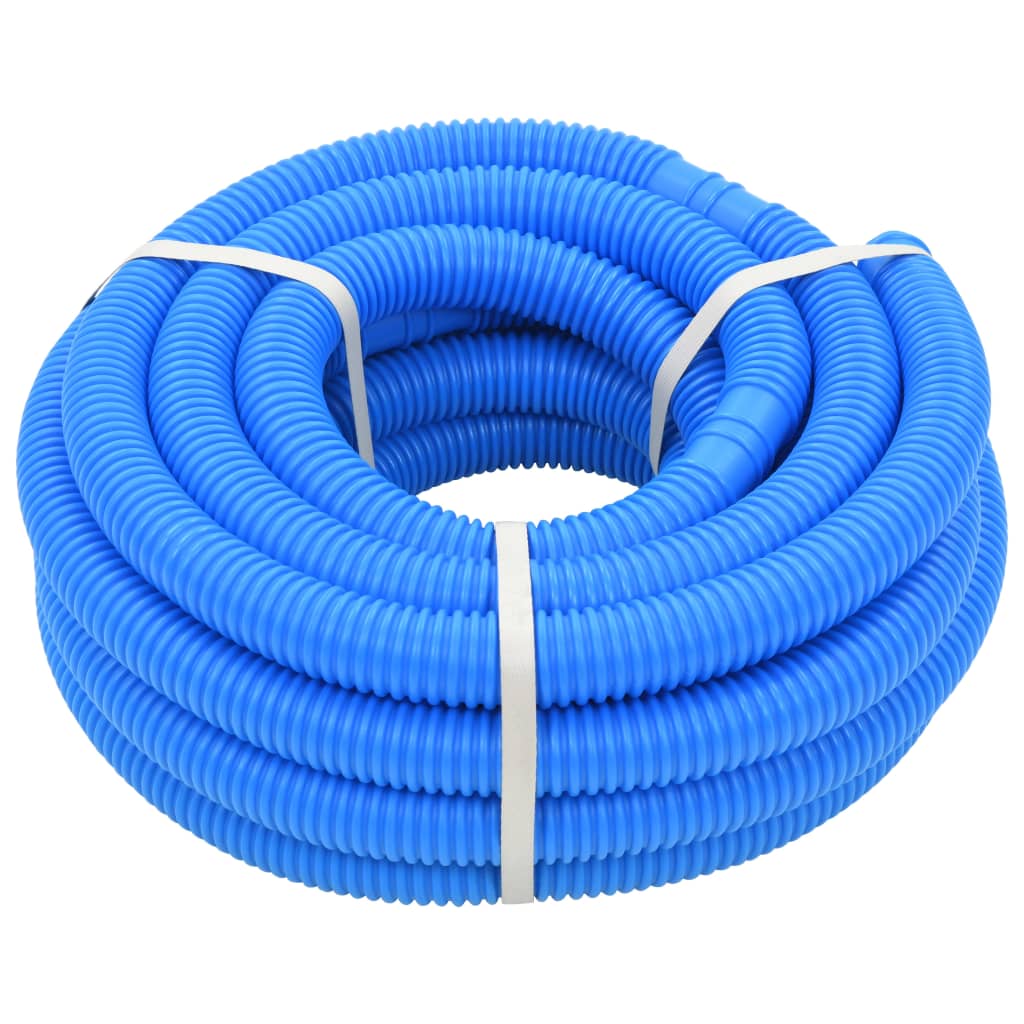 Tuyau de piscine avec colliers de serrage Bleu 38 mm 12 m