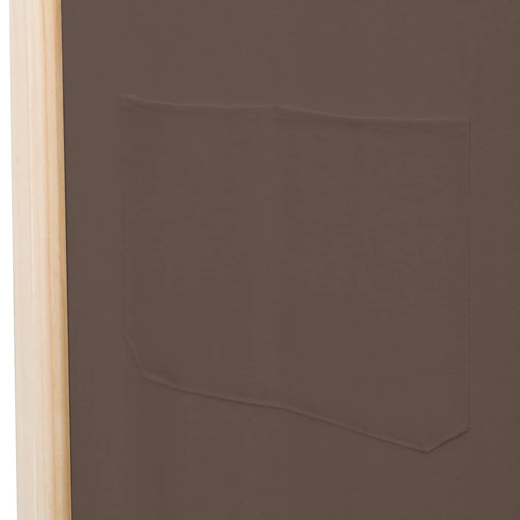 Cloison de séparation 5 panneaux Marron 200 x 170 x 4 cm Tissu