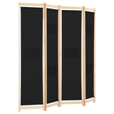 Trennwand 4 Paneele Schwarz 160x170x4 cm Stoff