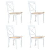 Chaises à manger lot de 4 blanc et bois clair bois hévéa massif