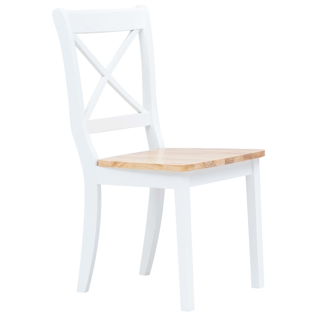 Chaises à manger lot de 4 blanc et bois clair bois hévéa massif