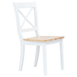 Chaises à manger lot de 4 blanc et bois clair bois hévéa massif