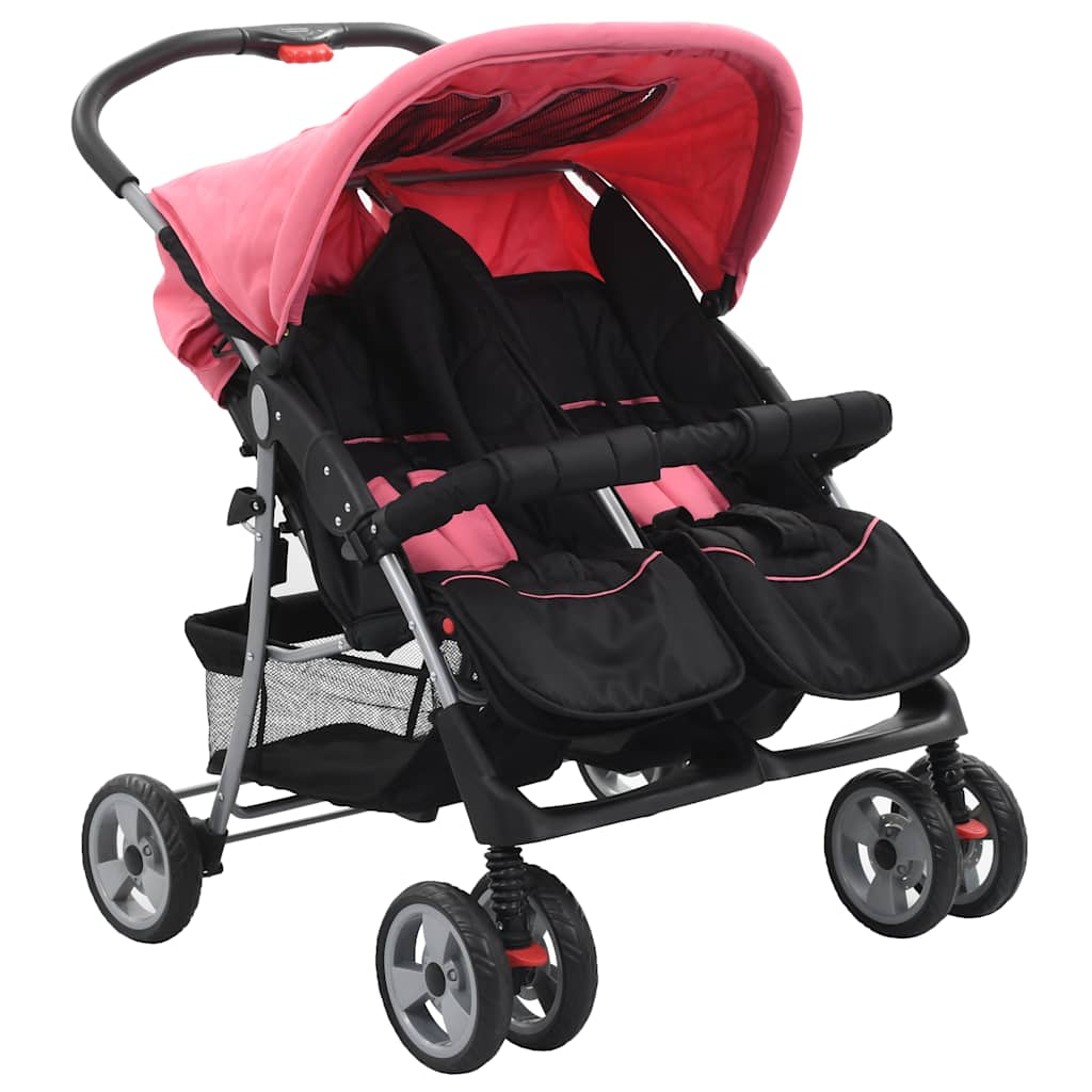 Double seater stroller Pink and black Steel