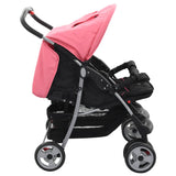 Double seater stroller Pink and black Steel