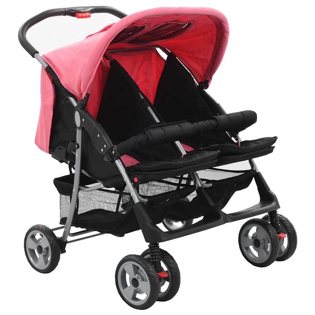 Double seater stroller Pink and black Steel