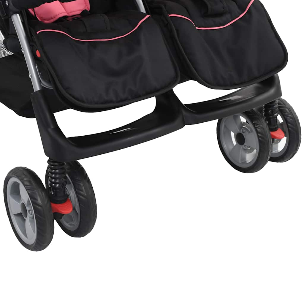 Double seater stroller Pink and black Steel