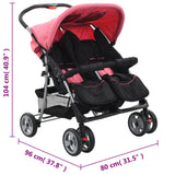 Double seater stroller Pink and black Steel