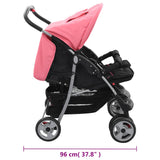 Double seater stroller Pink and black Steel