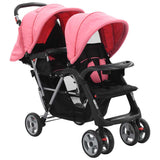 Pink and black steel double stroller