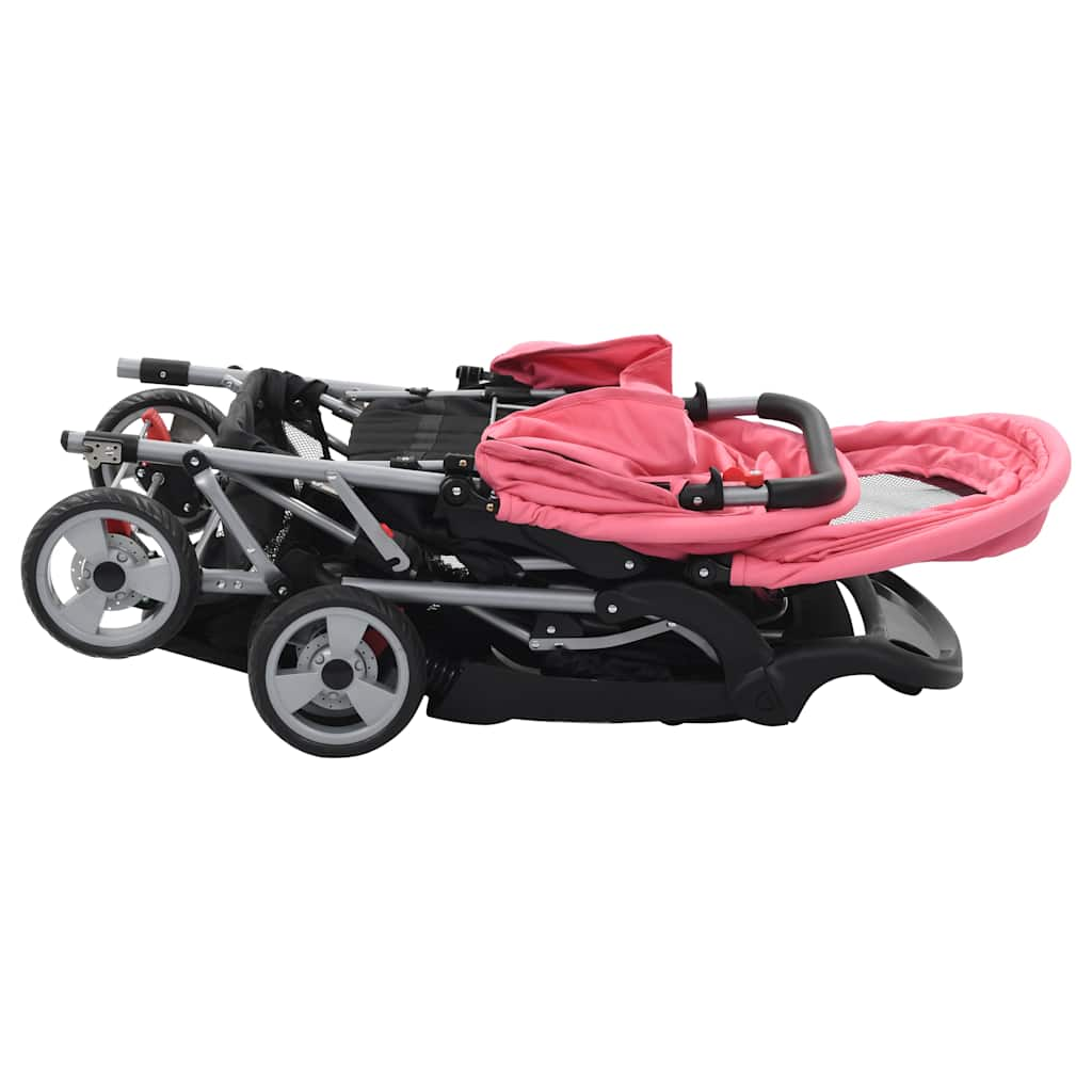 Pink and black steel double stroller