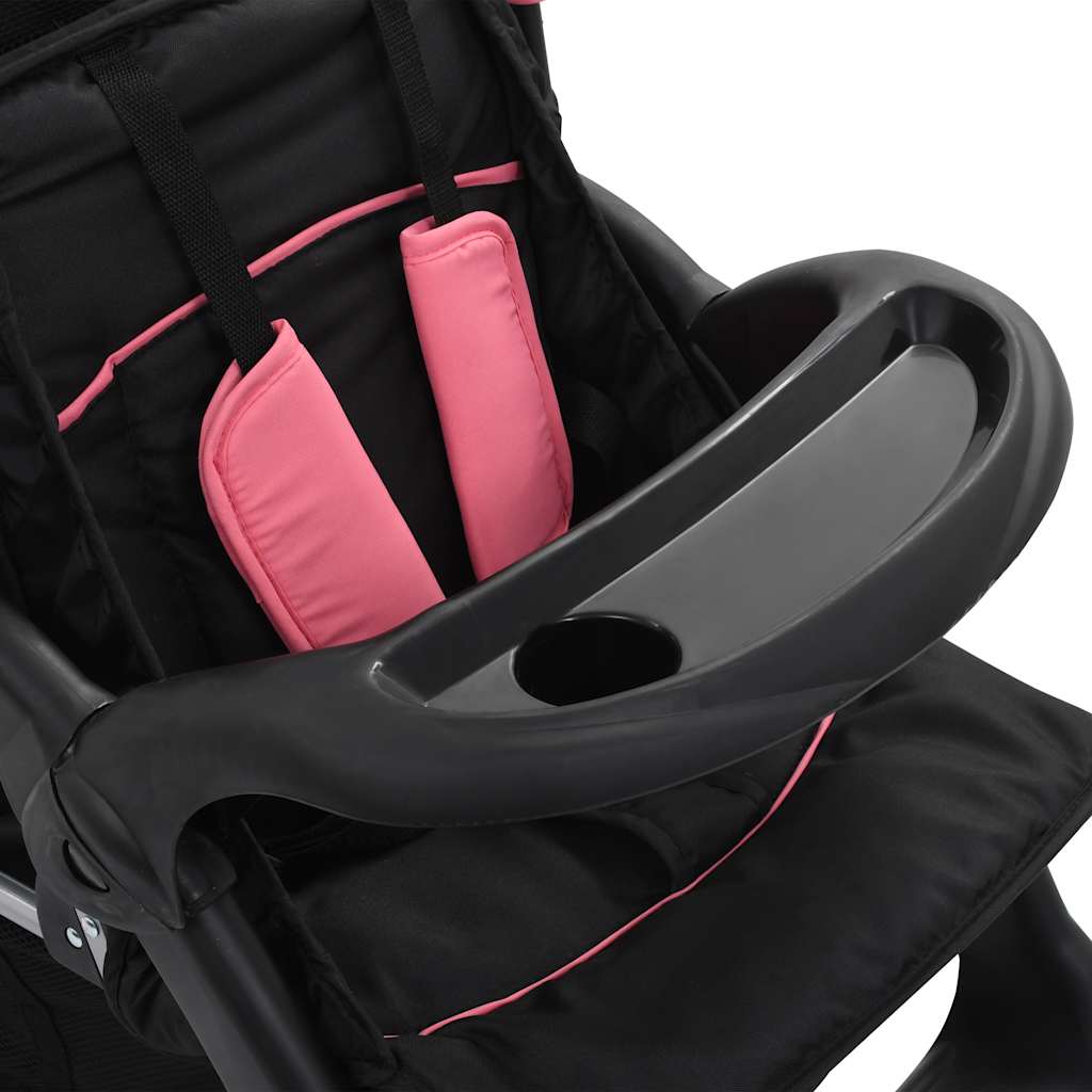 Pink and black steel double stroller