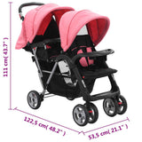 Pink and black steel double stroller