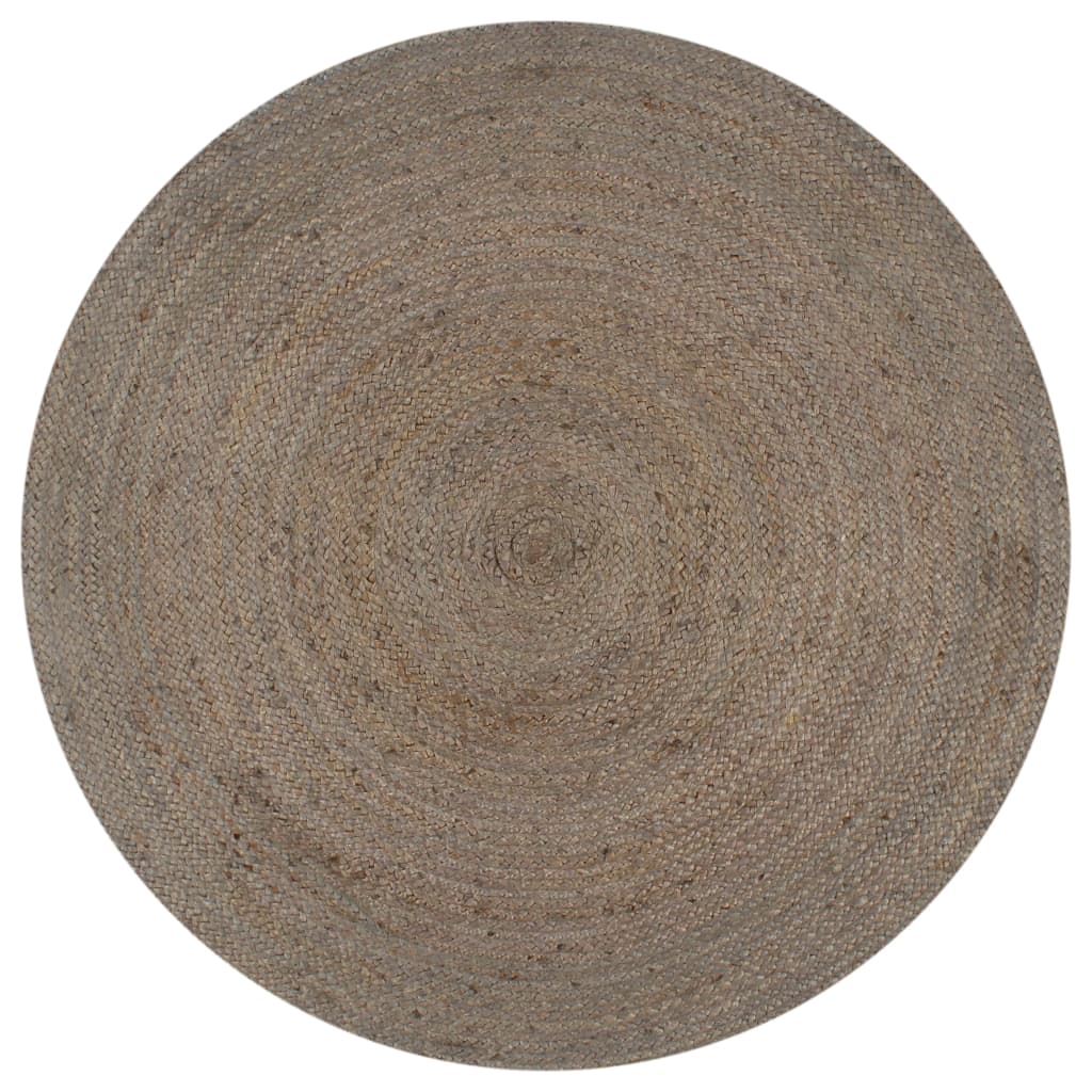 vidaXL Tapis fait à la main Jute Rond 90 cm Gris